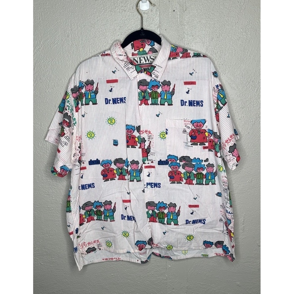 Vintage  International News shirt cotton size L 1980s urban streetwear Dr News